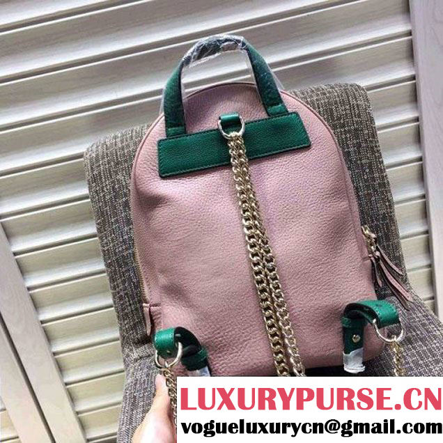 Gucci Soho Leather Chain Backpack 431570 Pink/Green 2016 (2A010-6050918 )