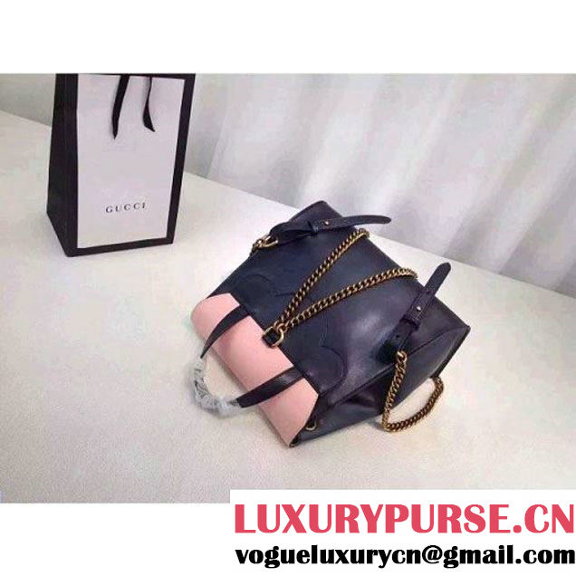 Gucci 432270 Pearl Leather Studded Backpack Bag Black/Pink 2016 (MH-6061621 )