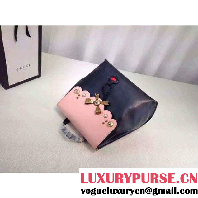 Gucci 432270 Pearl Leather Studded Backpack Bag Black/Pink 2016 (MH-6061621 )