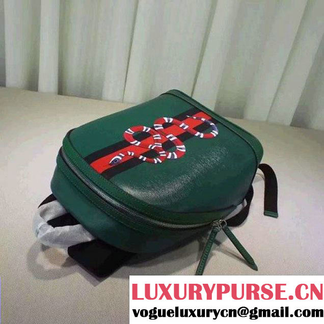 Gucci Mini Web and Snake Print Leather Backpack Bag Green 2016 (XXS-6071310 )