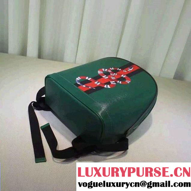 Gucci Mini Web and Snake Print Leather Backpack Bag Green 2016 (XXS-6071310 )