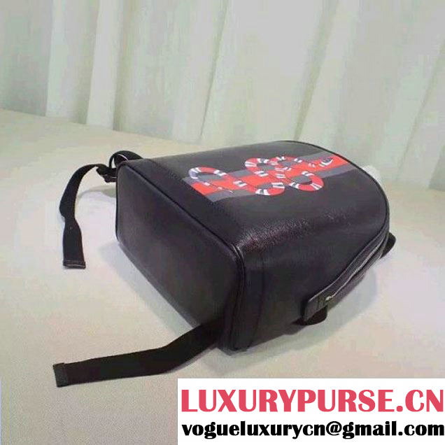 Gucci Mini Web and Snake Print Leather Backpack Bag Black 2016 (XXS-6071311 )