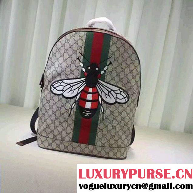 Gucci GG Supreme Canvas Embellised with Bee Backpack 2016 (XXS-6071312 )