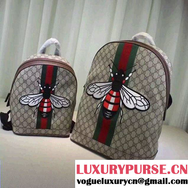 Gucci GG Supreme Canvas Embellised with Bee Backpack 2016 (XXS-6071312 )