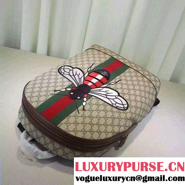 Gucci GG Supreme Canvas Embellised with Bee Backpack 2016 (XXS-6071312 )