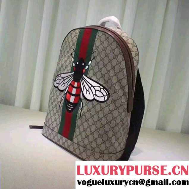 Gucci GG Supreme Canvas Embellised with Bee Backpack 2016 (XXS-6071312 )