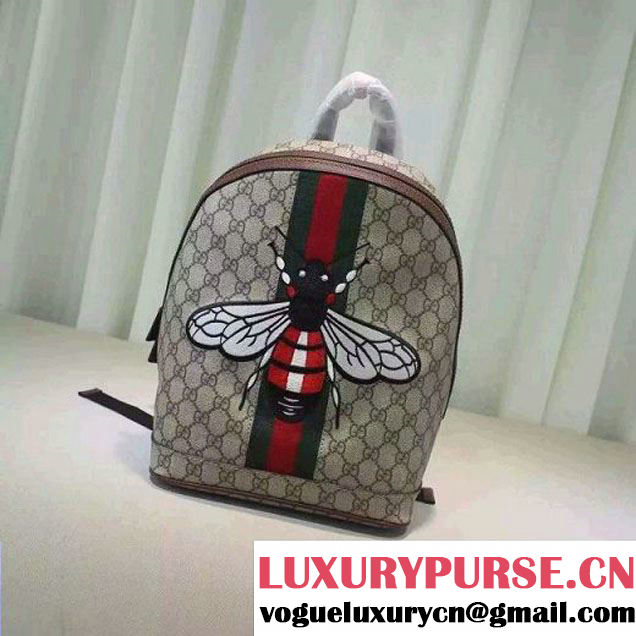 Gucci Mini GG Supreme Canvas Embellised with Bee Backpack 2016 (XXS-6071313 )