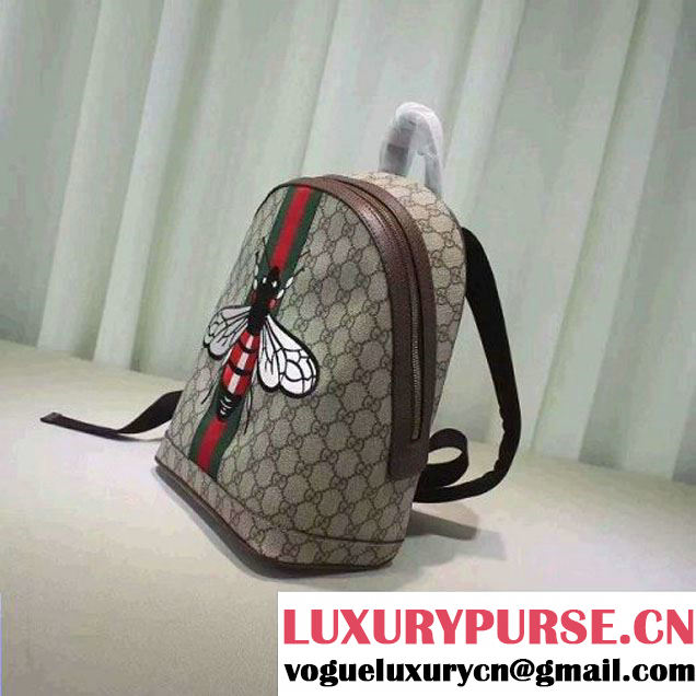 Gucci Mini GG Supreme Canvas Embellised with Bee Backpack 2016 (XXS-6071313 )