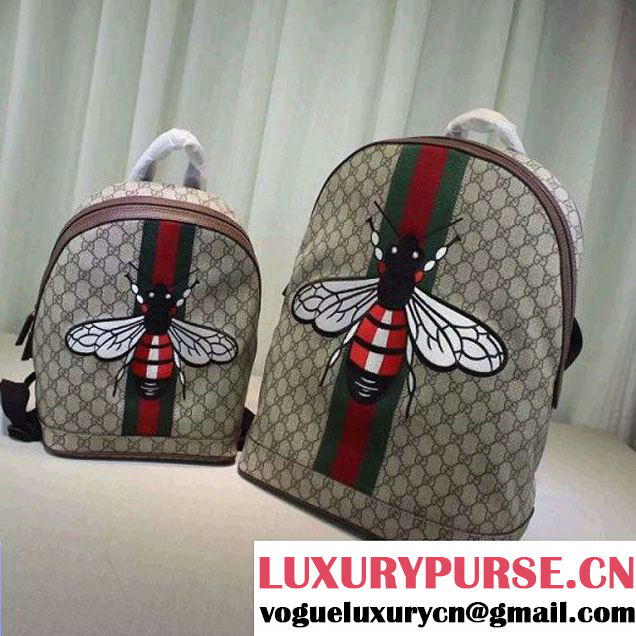 Gucci Mini GG Supreme Canvas Embellised with Bee Backpack 2016 (XXS-6071313 )