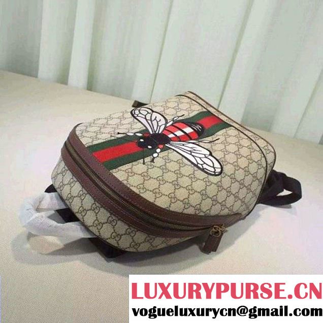 Gucci Mini GG Supreme Canvas Embellised with Bee Backpack 2016 (XXS-6071313 )