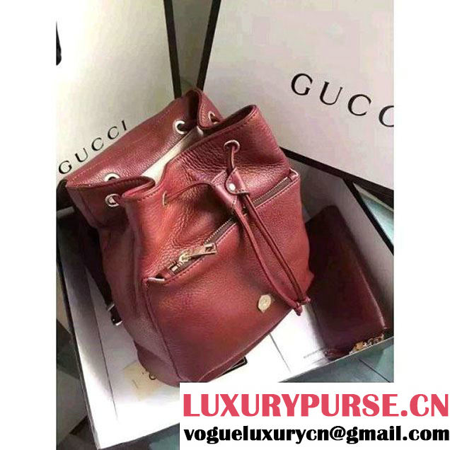 Gucci Jackie Soft Calfskin Backpack 352016 Burgundy 2016 (MH-6081112 )