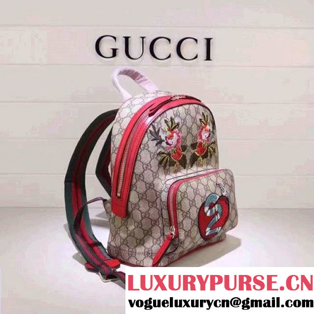 Gucci 427042 Limited Edition GG Supreme Backpack With Snake and Flower F/W 2016 (XYS-6112516 )