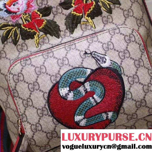 Gucci 427042 Limited Edition GG Supreme Backpack With Snake and Flower F/W 2016 (XYS-6112516 )
