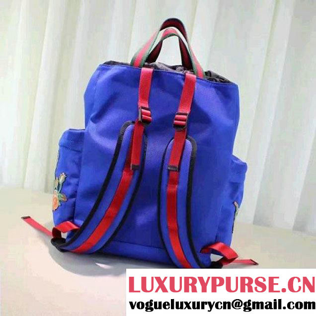 Gucci Techno Canvas Drawstring Backpack With Tiger Embroidered 450979 Blue 2016 (XYS-6120109 )