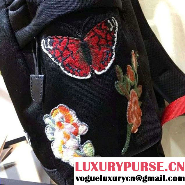 Gucci Techno Canvas Drawstring Backpack With Tiger Embroidered 450979 Black 2016 (XYS-6120110 )