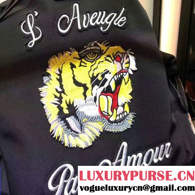 Gucci Techno Canvas Drawstring Backpack With Tiger Embroidered 450979 Black 2016 (XYS-6120110 )
