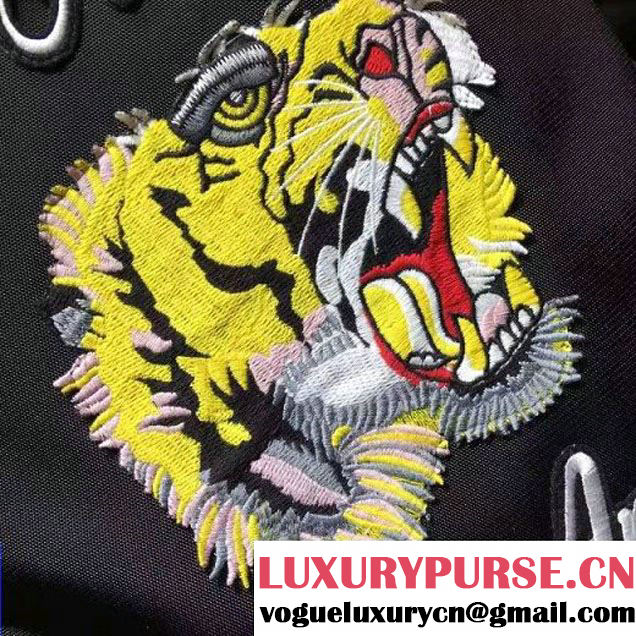 Gucci Techno Canvas Drawstring Backpack With Tiger Embroidered 450979 Black 2016 (XYS-6120110 )