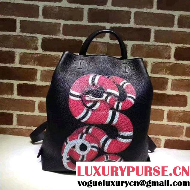 Gucci Snake Print Leather Backpack 451000 Black 2016 (XYS-6121328 )