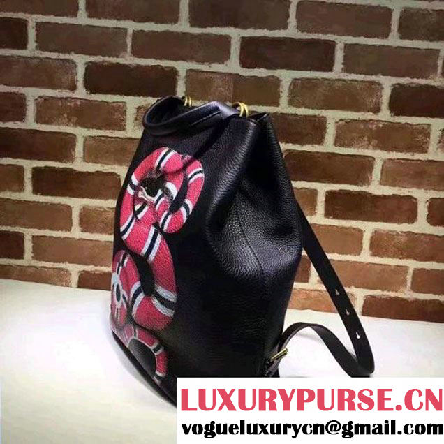 Gucci Snake Print Leather Backpack 451000 Black 2016 (XYS-6121328 )