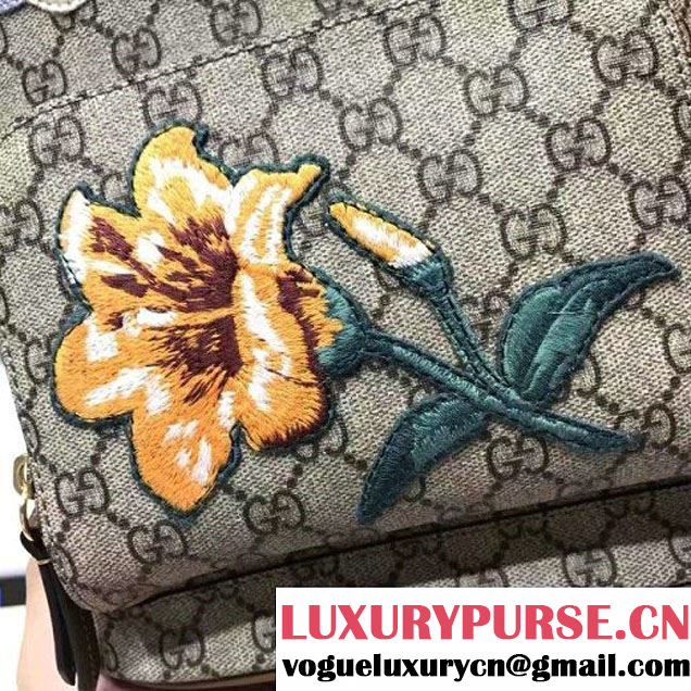 Gucci Exclusive GG Supreme Backpack Flower/Butterflies Embroidery 427042 2017 (2A010-7012001 )