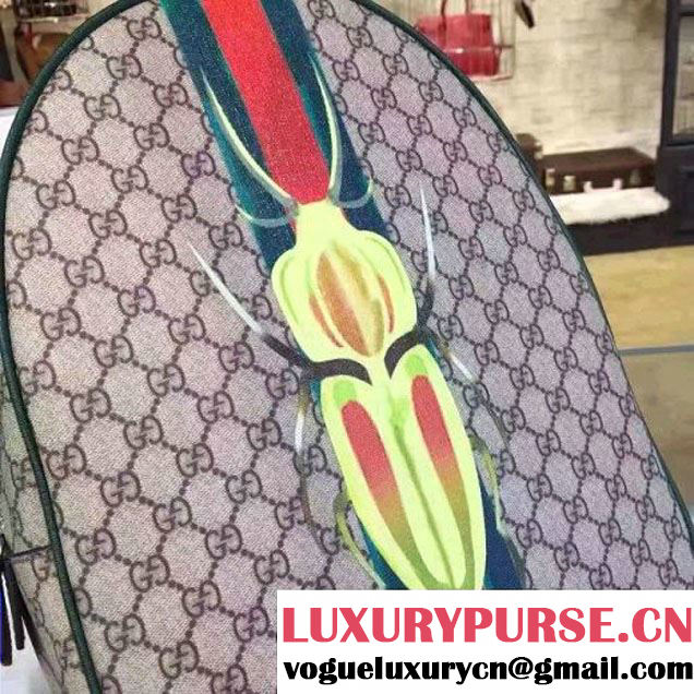 Gucci GG Supreme Canvas Backpack With Beatle Print (2A010-7021728 )
