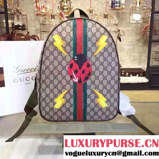 Gucci GG Supreme Canvas Backpack With Ladybird Print (2A010-7021729 )