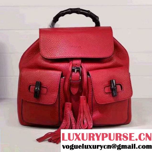 Gucci 370833 Bamboo Leather Backpack Red (XYS-7030302 )