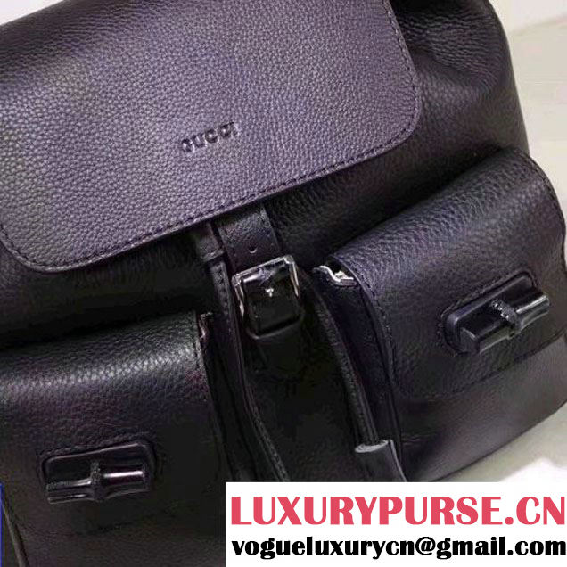 Gucci 370833 Bamboo Leather Backpack Black (XYS-7030303 )