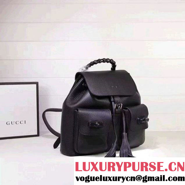 Gucci 370833 Bamboo Leather Backpack Black (XYS-7030303 )