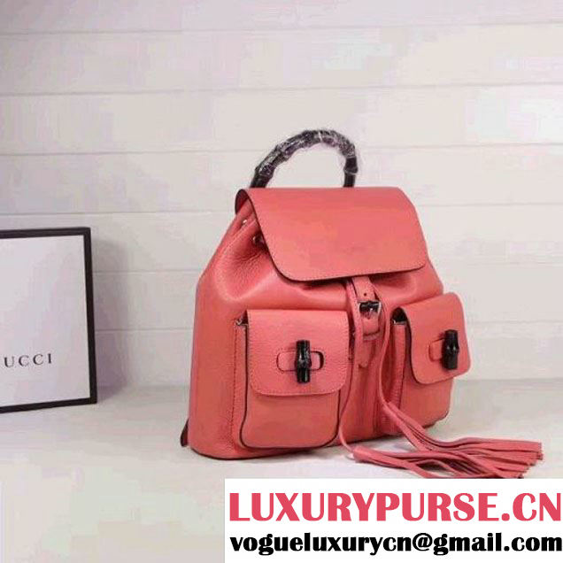 Gucci 370833 Bamboo Leather Backpack Shrimp (XYS-7030304 )