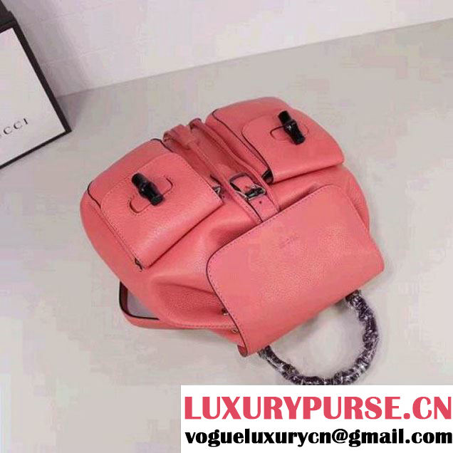 Gucci 370833 Bamboo Leather Backpack Shrimp (XYS-7030304 )