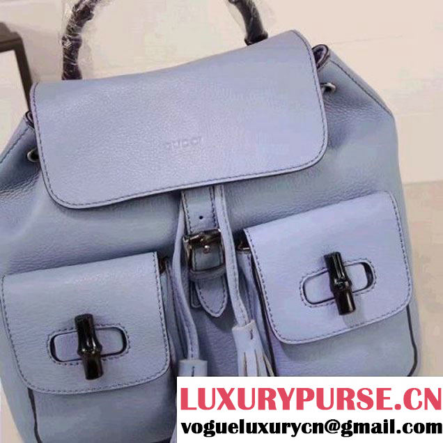 Gucci 370833 Bamboo Leather Backpack Light Blue (XYS-7030305 )