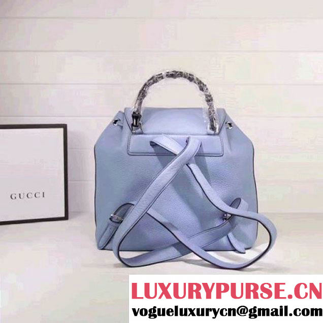 Gucci 370833 Bamboo Leather Backpack Light Blue (XYS-7030305 )