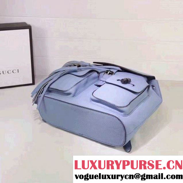 Gucci 370833 Bamboo Leather Backpack Light Blue (XYS-7030305 )