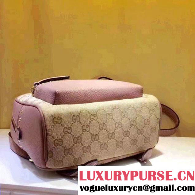 Gucci GG Supreme Canvas and Studded Leather Backpack 431570 Pink (XYS-7052412 )