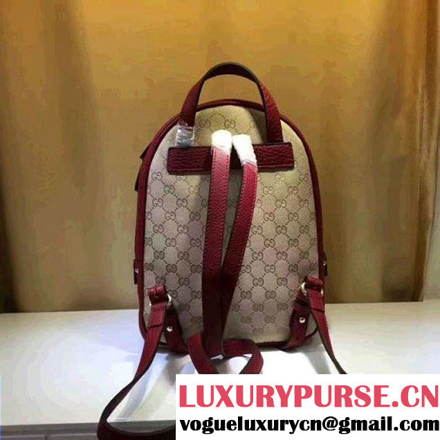 Gucci GG Supreme Canvas and Studded Leather Backpack 431570 Red (XYS-7052413 )
