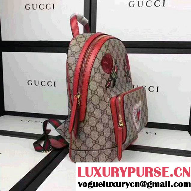 Gucci Exclusive GG Supreme Backpack With Flwers/Heart Embroidery 427042 2017 (XYS-7052415 )
