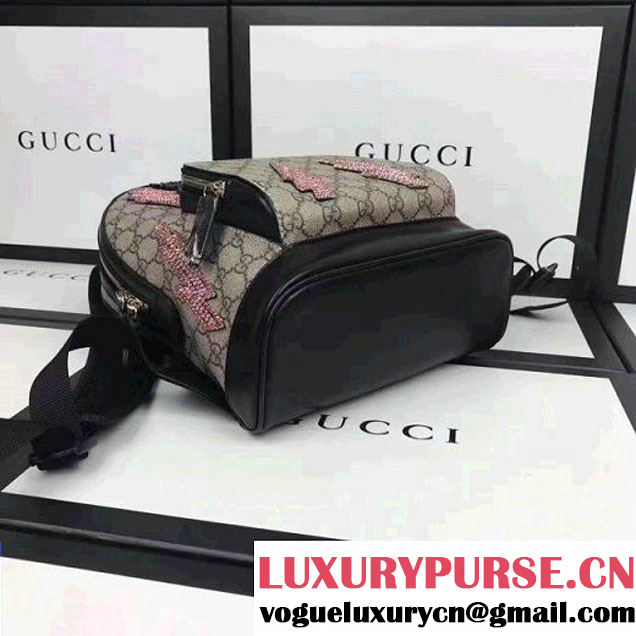 Gucci Exclusive GG Supreme Backpack With Lightling Embroidered Sequin Black 2017 (XYS-7052417 )