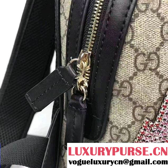 Gucci Exclusive GG Supreme Backpack With Lightling Embroidered Sequin Black 2017 (XYS-7052417 )
