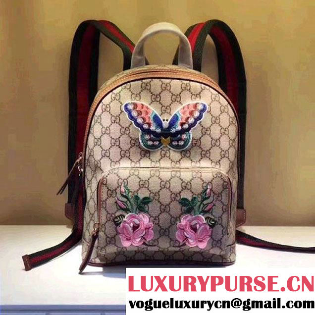 Gucci Exclusive GG Supreme Backpack With Flwers/Butterfly Embroidery 427042 2017 (XYS-7052418 )