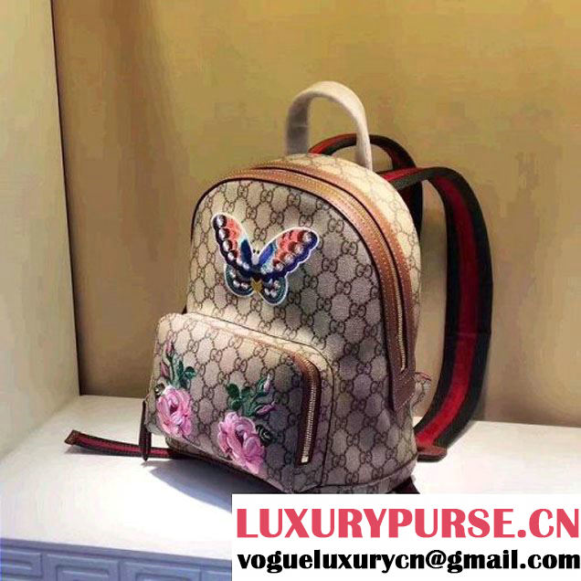 Gucci Exclusive GG Supreme Backpack With Flwers/Butterfly Embroidery 427042 2017 (XYS-7052418 )
