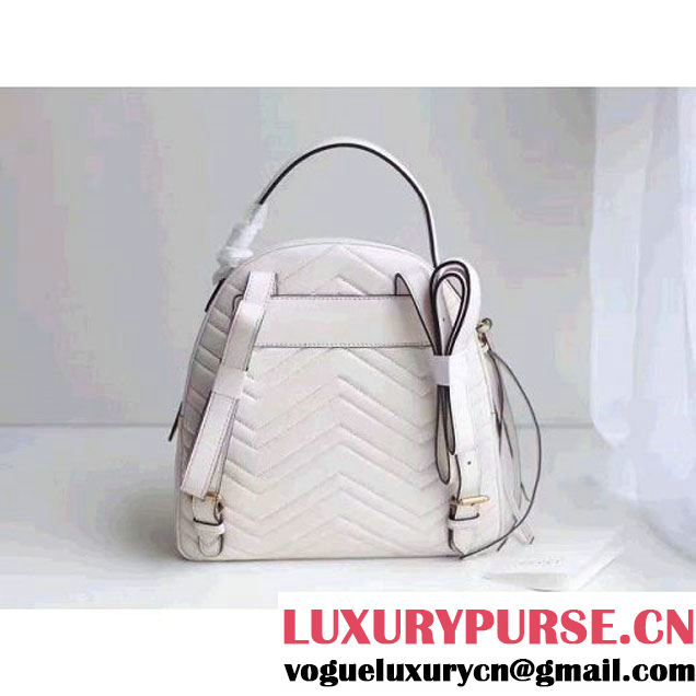 Gucci GG Marmont Quilted Leather Backpack 476671 White 2017 (MH-7060617 )