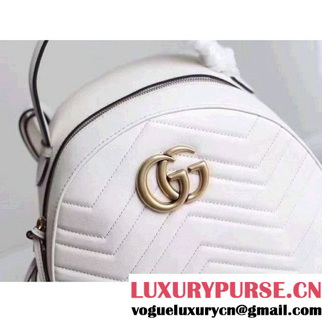 Gucci GG Marmont Quilted Leather Backpack 476671 White 2017 (MH-7060617 )