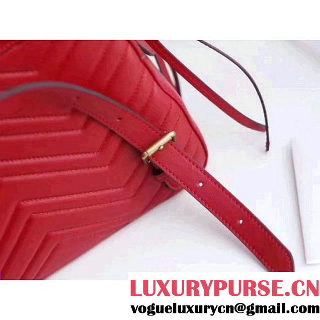 Gucci GG Marmont Quilted Leather Backpack 476671 Red 2017 (MH-7060618 )