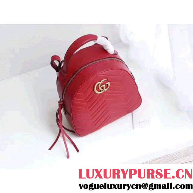 Gucci GG Marmont Quilted Leather Backpack 476671 Red 2017 (MH-7060618 )