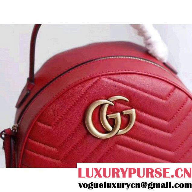Gucci GG Marmont Quilted Leather Backpack 476671 Red 2017 (MH-7060618 )