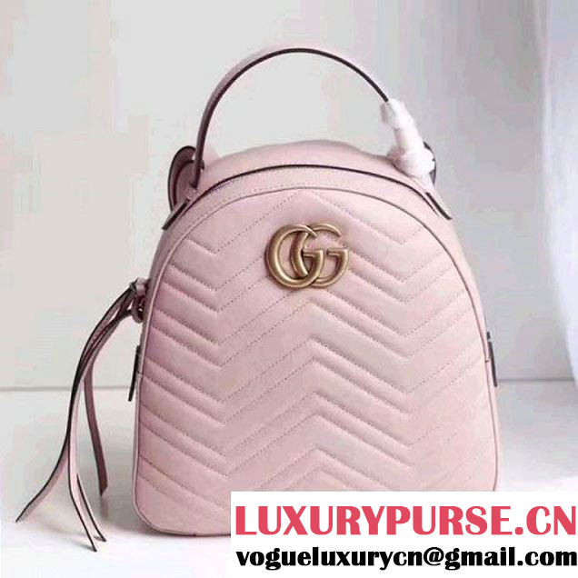 Gucci GG Marmont Quilted Leather Backpack 476671 Pink 2017 (MH-7060619 )