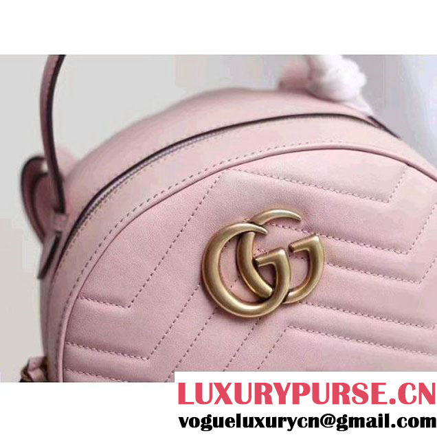 Gucci GG Marmont Quilted Leather Backpack 476671 Pink 2017 (MH-7060619 )