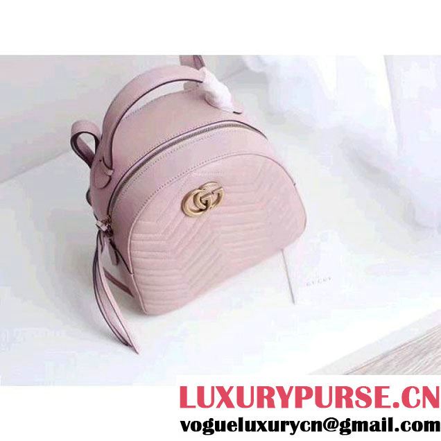 Gucci GG Marmont Quilted Leather Backpack 476671 Pink 2017 (MH-7060619 )