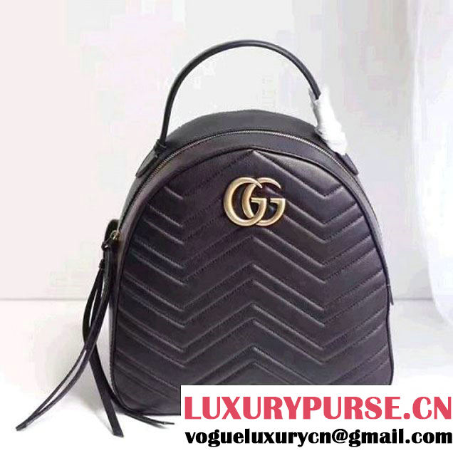 Gucci GG Marmont Quilted Leather Backpack 476671 Black 2017 (MH-7060620 )